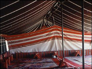 interior: tent with dividing curtain