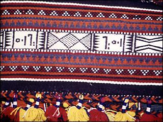 tent divider with tribal marks